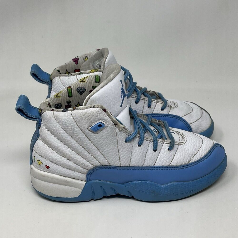 Nike Air Jordan 12 Retro TD Emoji Toddler 13C White Blue UNC Shoes DQ4367-114